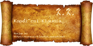 Kopácsi Klaudia névjegykártya
